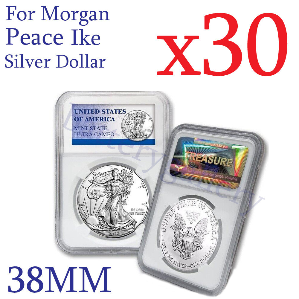 30 X  Coin Slab Display Holder Storage 38mm for MORGAN,PEACE,IKE SILVER DOLLAR