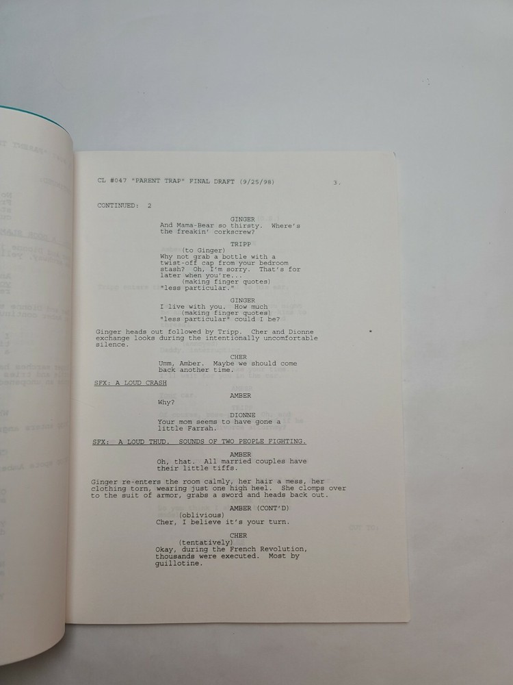 CLUELESS / Adam Hamburger 1998 TV Script, Stacey Dash "Parent Trap"