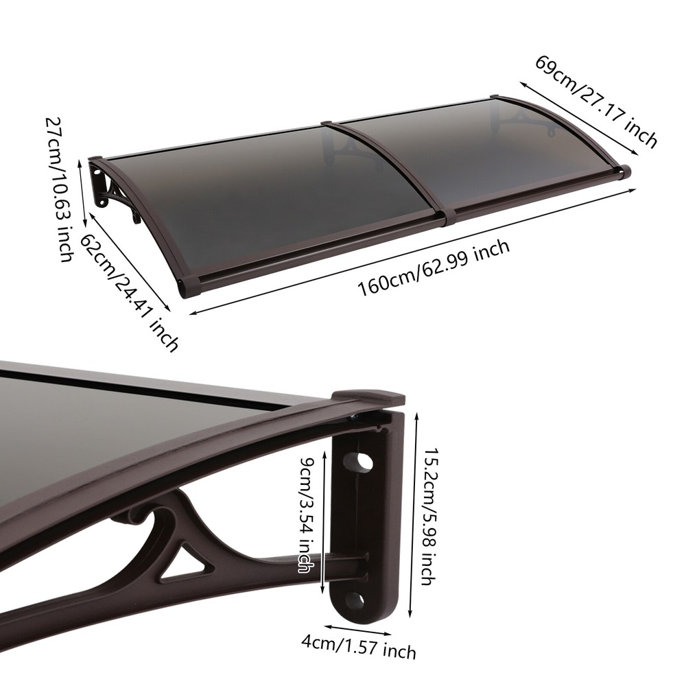 Modern Coffee Color Front Door Awning Canopy with Efficient Drainage