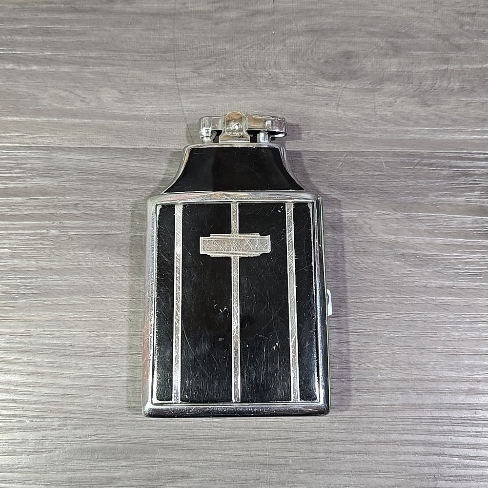 VINTAGE 1940s ART DECO RONSON MASTERCASE LIGHTER & CIGARETTE CASE BLACK Untested