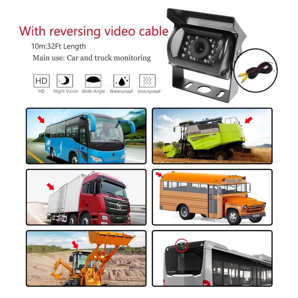 Car Rear View Reverse Backup Camera with 18 IR LED Night Vision, Black