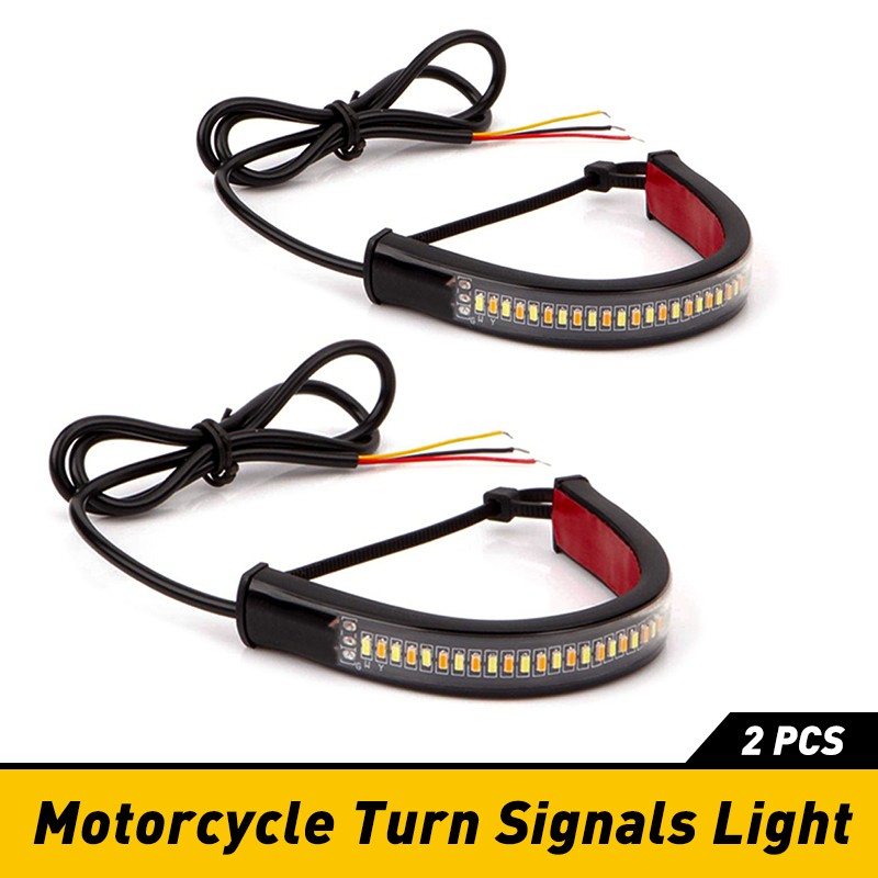 2x Universal Fork Switchback Motorcycle LED Turn Daytime Signal DRL Light Strips