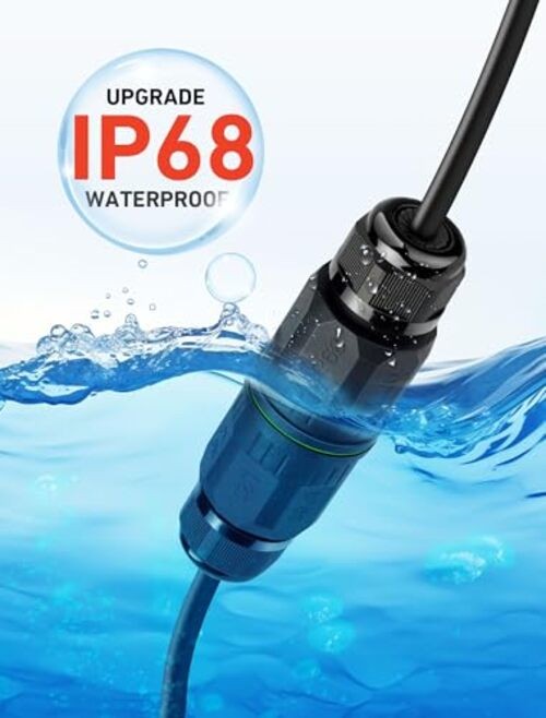 3-Pack Junction Box with 3 Pin Electrical Cable Connectors, IP68 Waterproof,