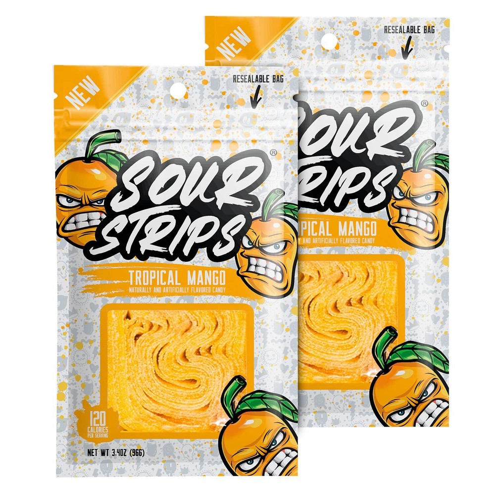 Sour Strips Tropical Mango Candy Strips 3.7oz (1 Pack)