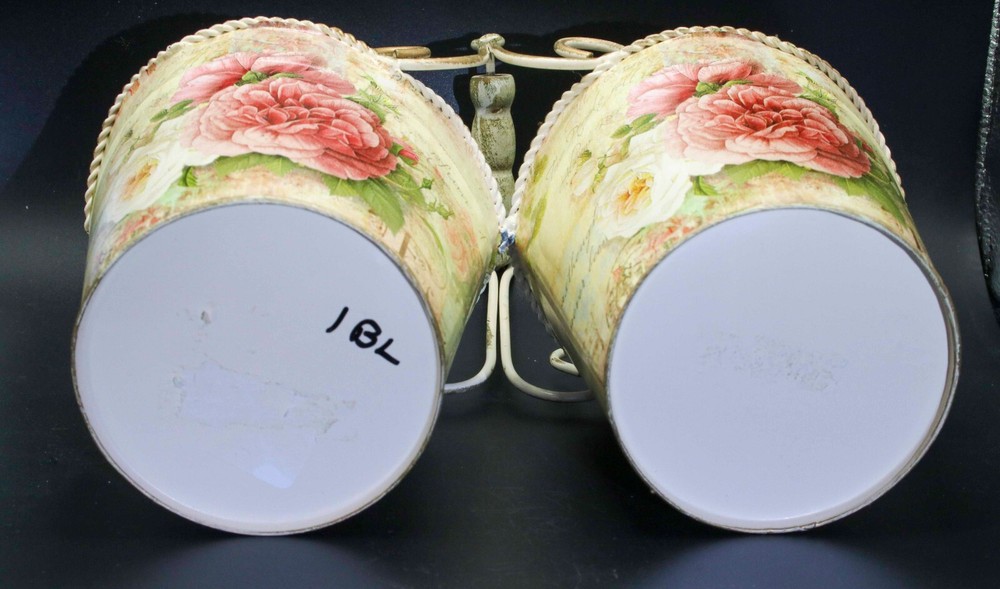 Unusual cabbage rose pattern double pail flower pot