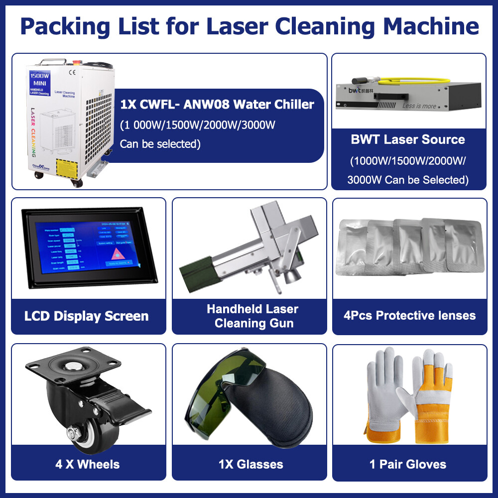 BWT 2000W Laser Rust Removal Machine Handheld Laser Cleaning Double Pendulum