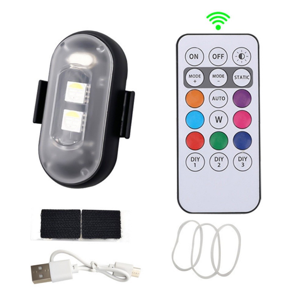 4PCS Multicolor LED Strobe Light W/ Remote Control Motorcycle Bike Warning Light
