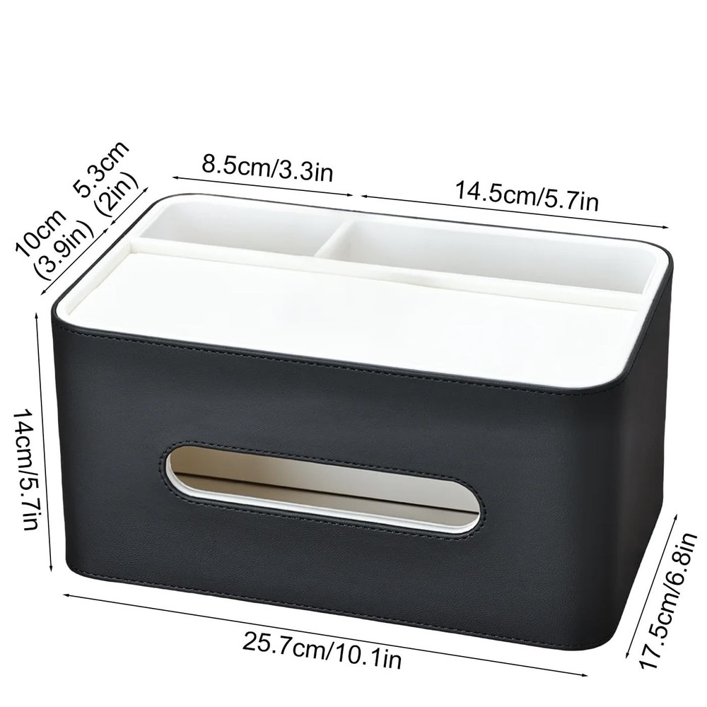 Kingfom Pu Leather Tissue Cover Rectangular Storage Organizer Tray