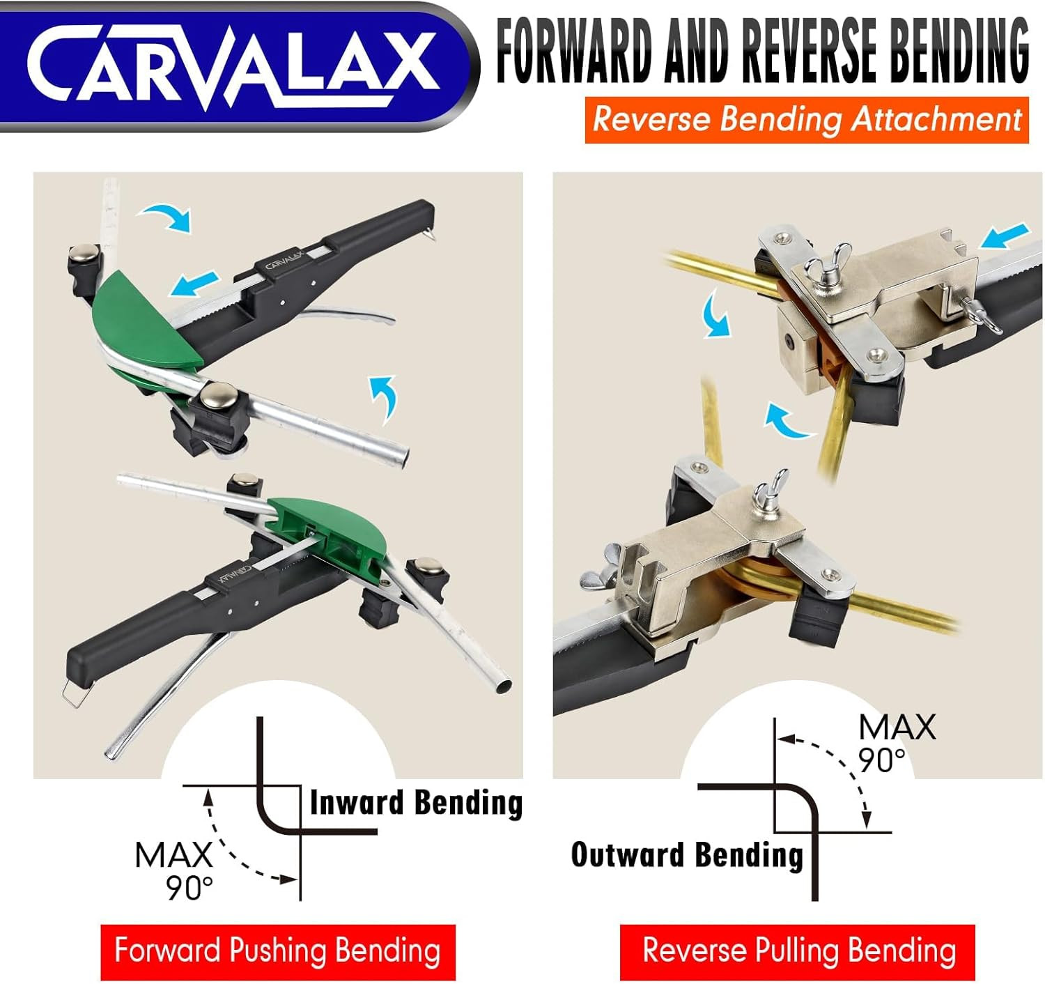 CAVALAX 90° Ratcheting Pipe Bender Set for HVAC, 1/4” to 7/8” O.D.