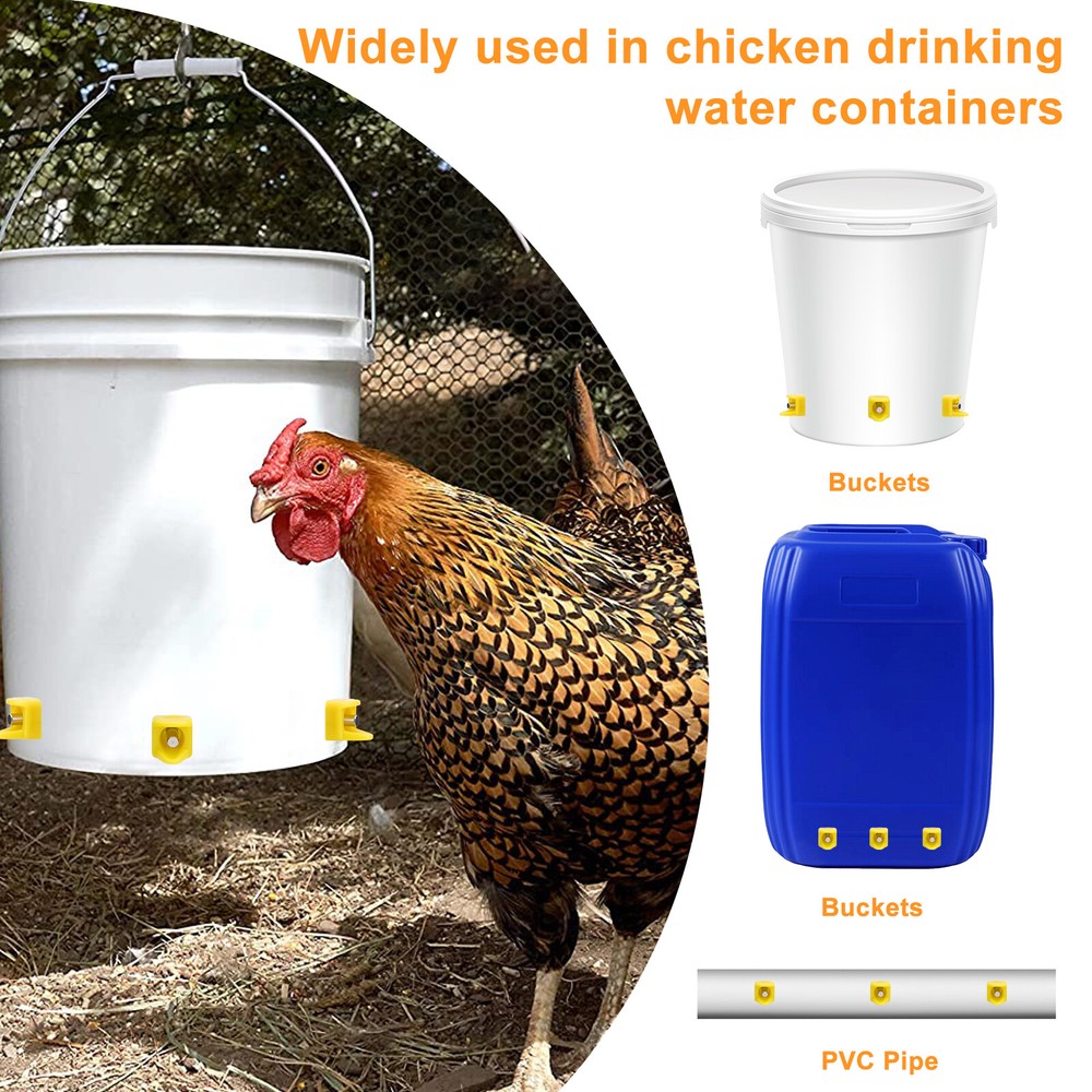 15x Chicken Nipple with Drill Bit Automatic Waterer Poultry Drinker Hen Drinking