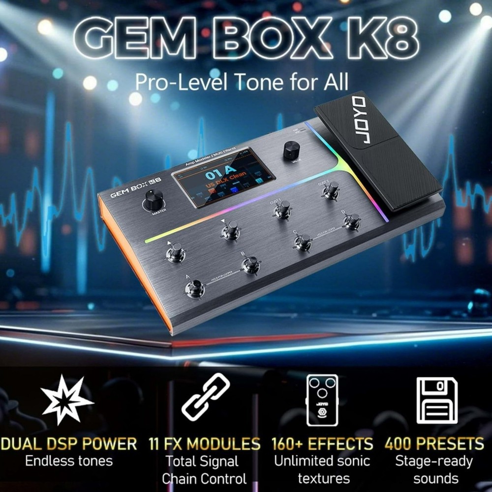 Joyo GEMBOXK8 Guitar Amp Modeller Multi-Effects Processor w/ Built-In Audio