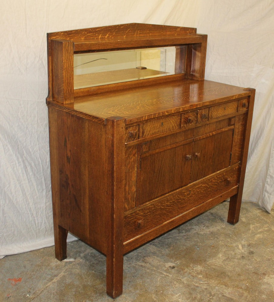 Antique Arts & Crafts Mission Oak Sideboard Buffet