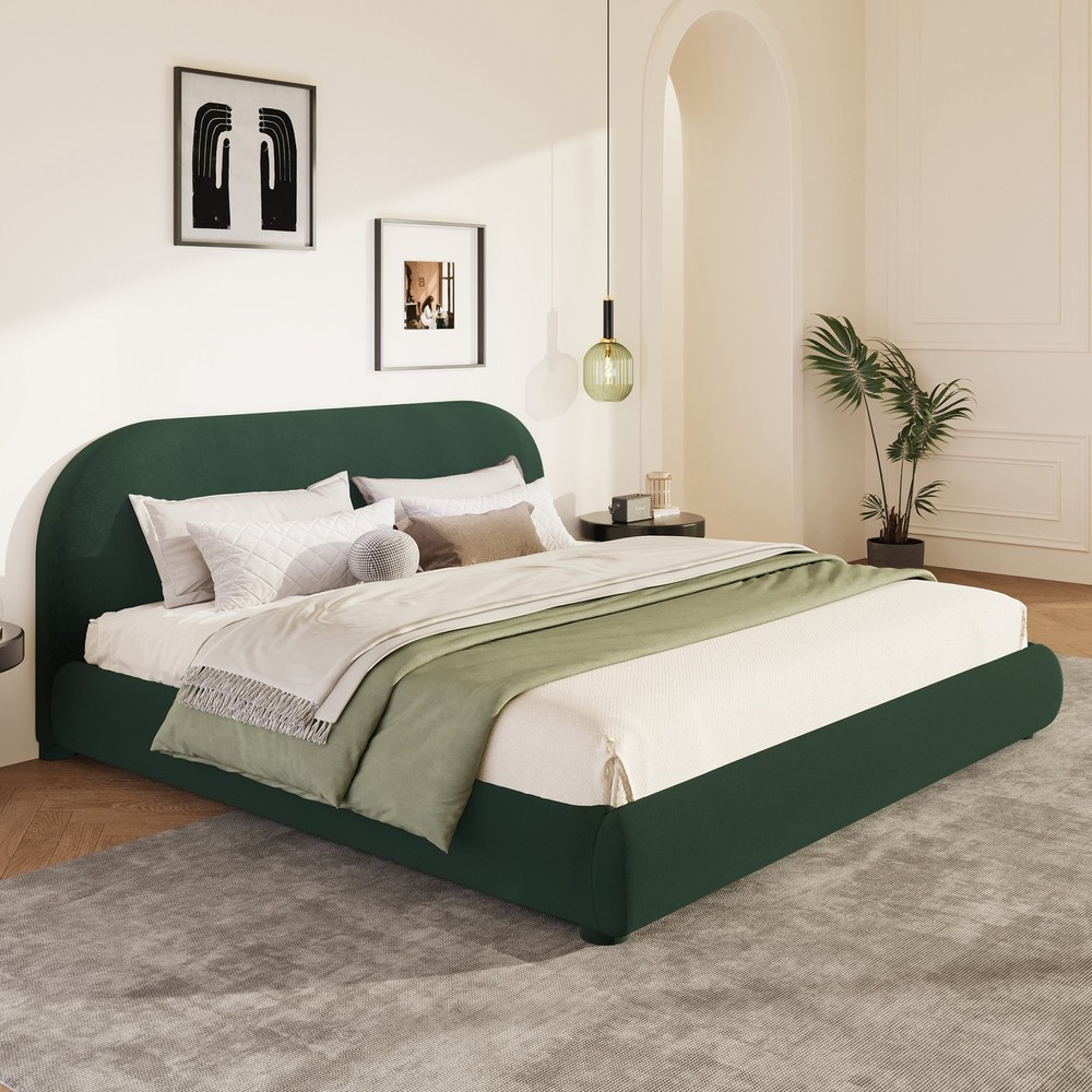 Dark Green Velvet Soft Bed: Light Luxury Texture, Adding a High-end Atmosphere