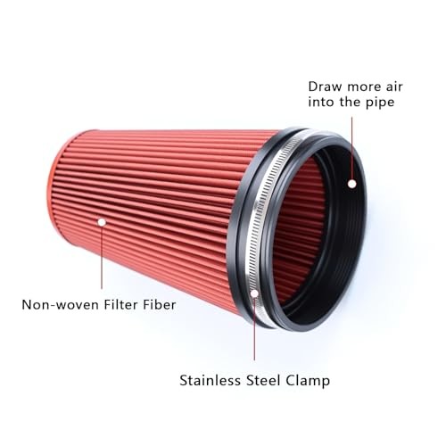 Fiber 6" Cold Air Intake Filter () 260MM RED