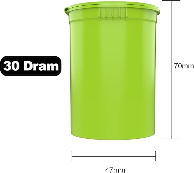30 Dram Child Resistant Pop Top Vial Container (Lime Green)