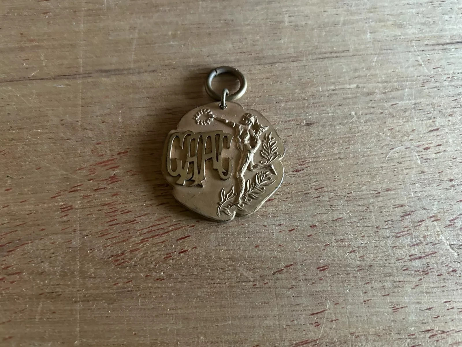 Hermes GAAC Medal FOB Award Deco Brass Tone Vintage Unsure HELP Hudson Badge USA