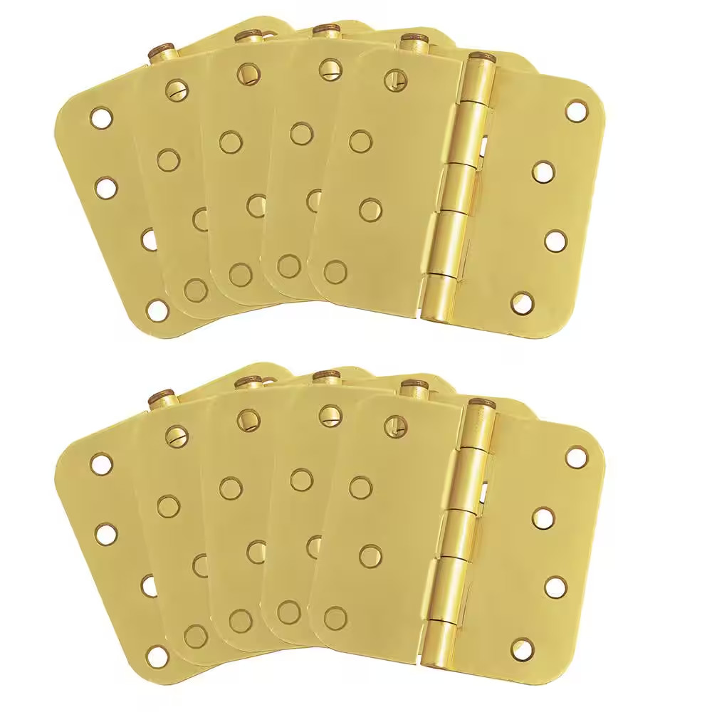 4 In. X 5/8 In. Radius Satin Brass Door Hinge Value Pack (10 per Pack)