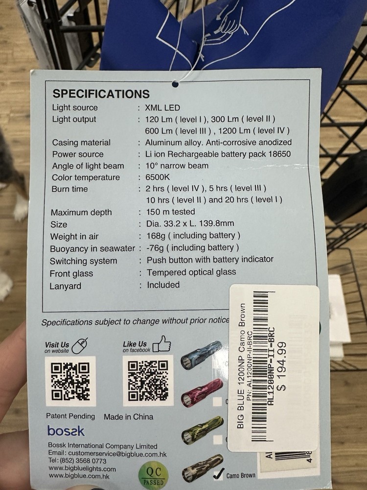 Big Blue 1200np Scuba Light