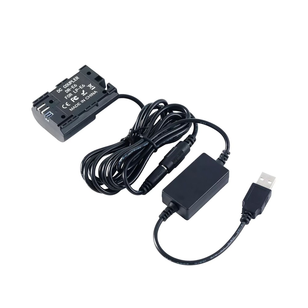 DR-E6 DC Coupler LP-E6 Dummy Battery+USB Power Cable For Canon EOS 5D2 5D3 6D