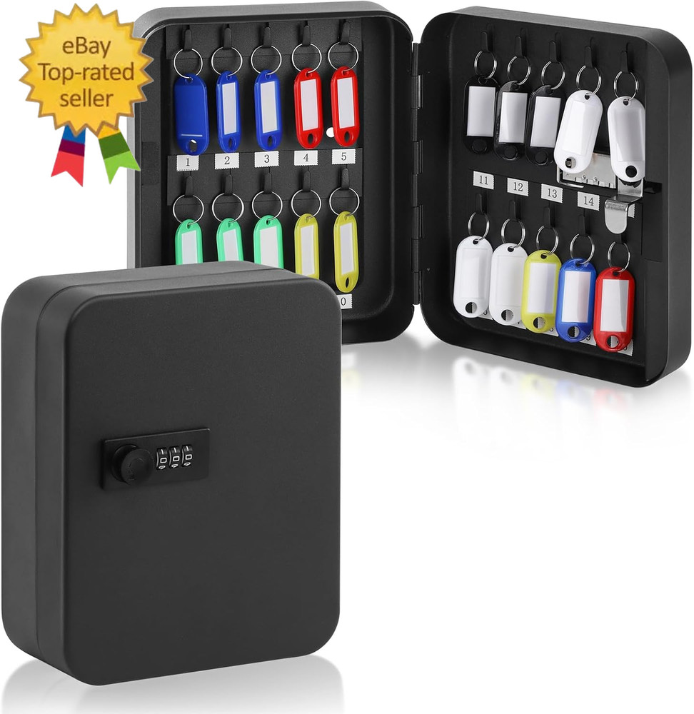 20 Key Storage Lock Box with Code, Key Cabinet Organizer Wall Mount Combination