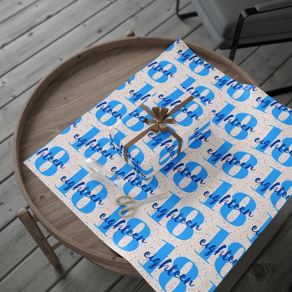18th Birthday Blue Wrapping Paper