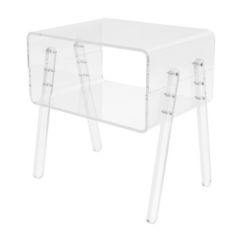 Clear Acrylic End Table With Two Open Shelves Side Table For Books And Decor