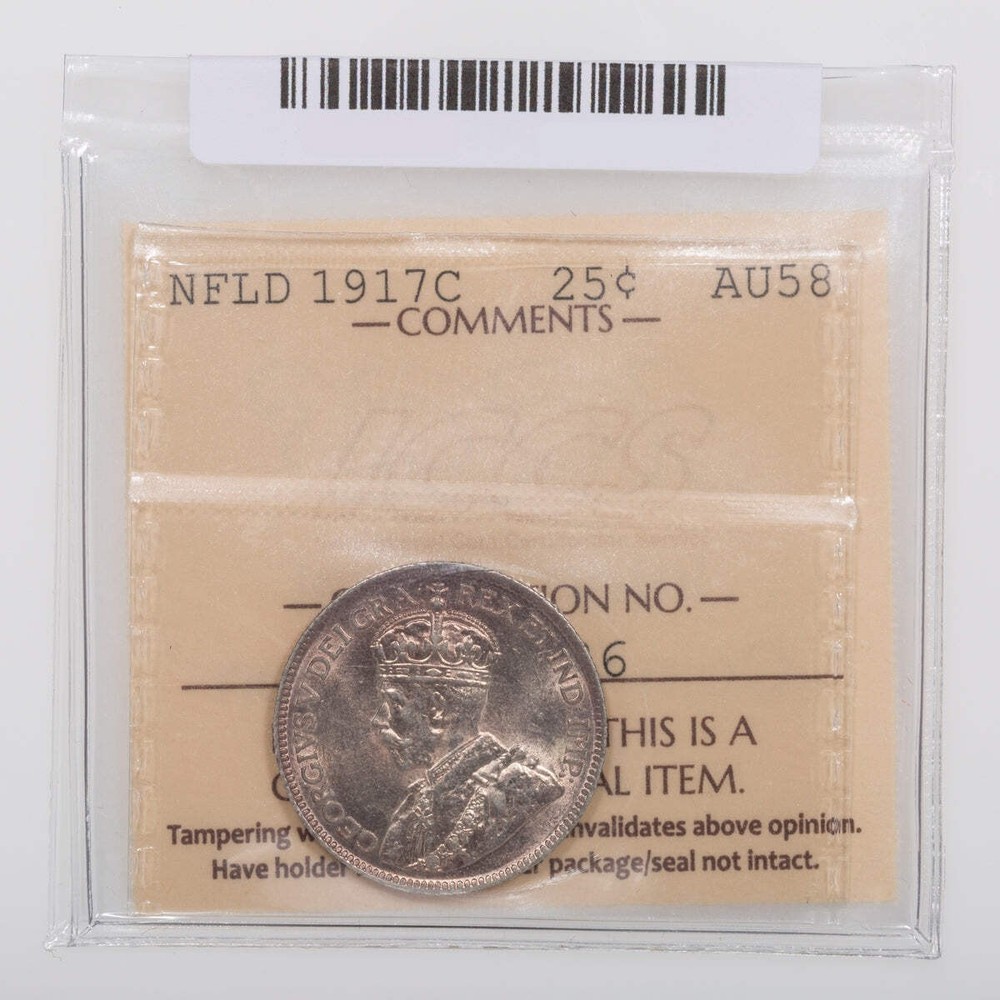 NFLD 25 Cent 1917C ICCS AU-58