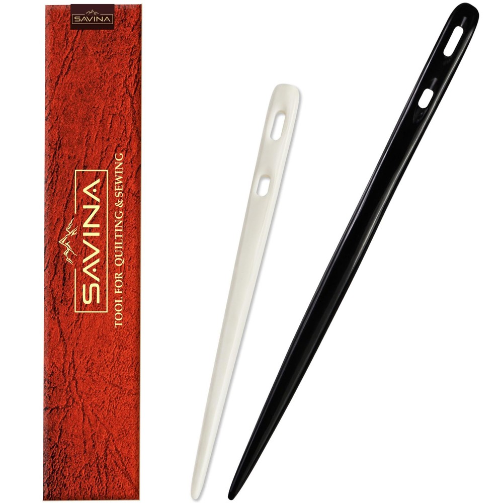 Set 2 Nalbinding Needle Bone & Horn with Large -Eyed. Handmade Binding Tool, ...