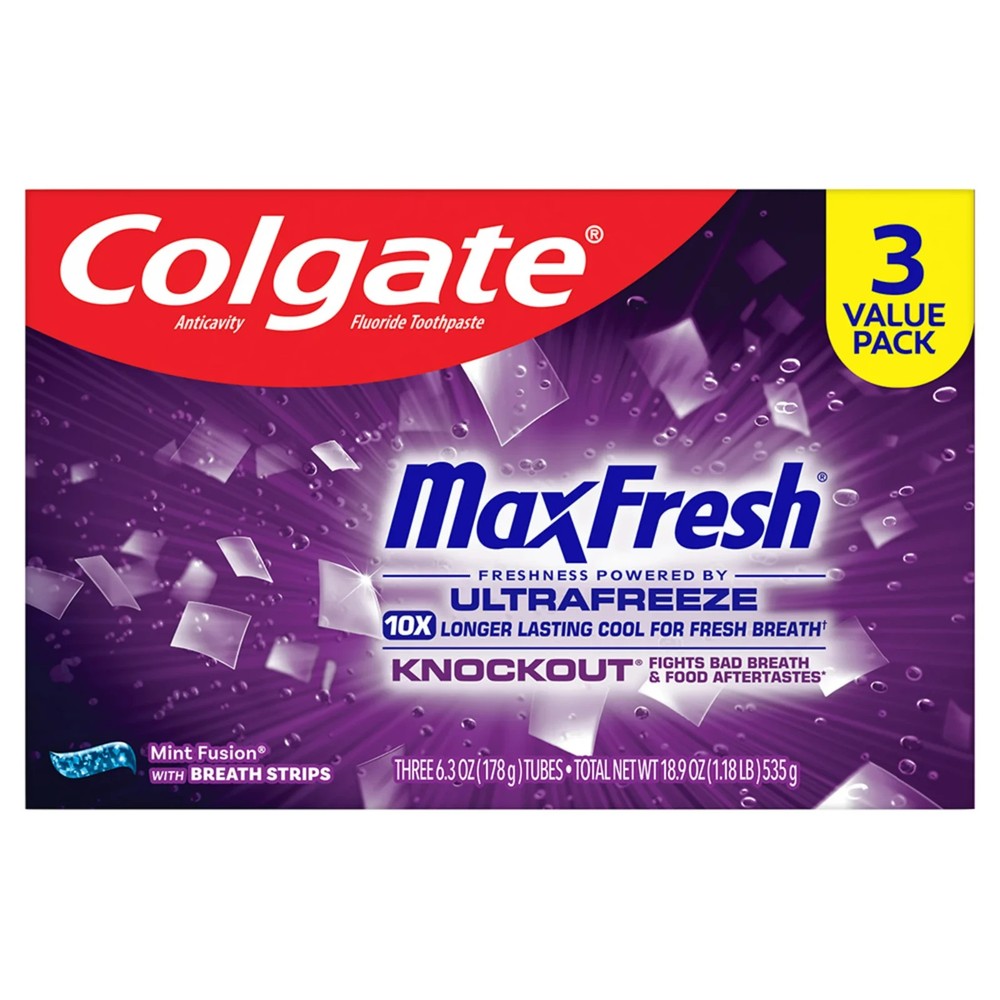 Colgate Max Fresh Knockout Toothpaste, Whitening Toothpaste with Mini Breath