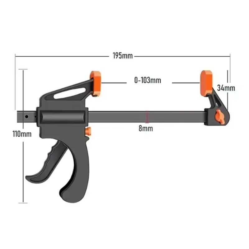 2PCS 4" Woodworking Bar Clamp Quick Release Ratchet Clip Set