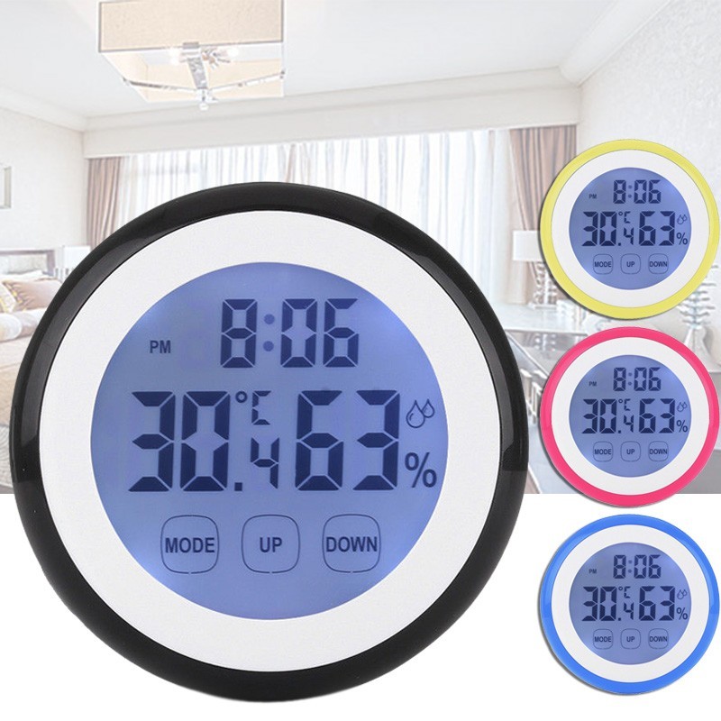 Digital Temperature Humidity Time Function Wall Clocks Backlight For Bedroom