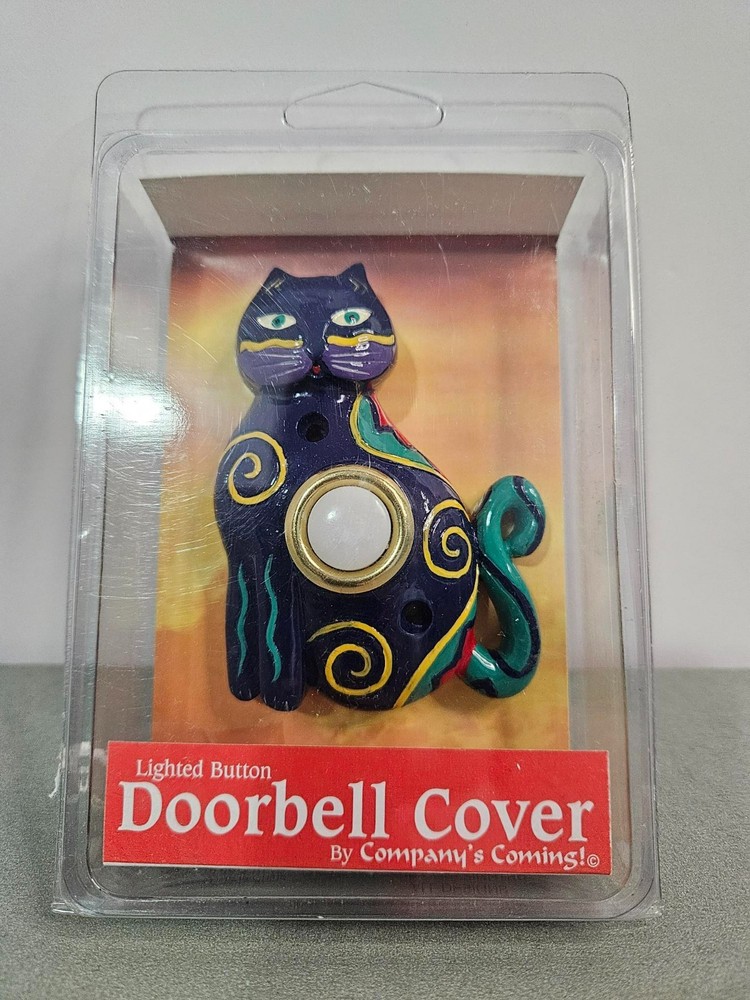 Surface Mount Push Button Doorbell Faceplate Handpainted Polyresin Lighted