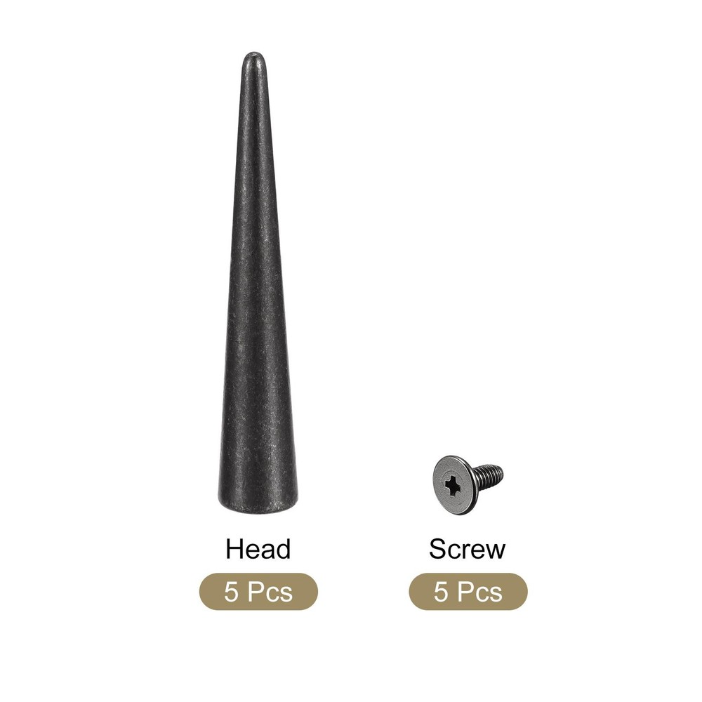 10x55mm Screw Back Rivets, 5 Sets Solid Leather Studs for DIY Black