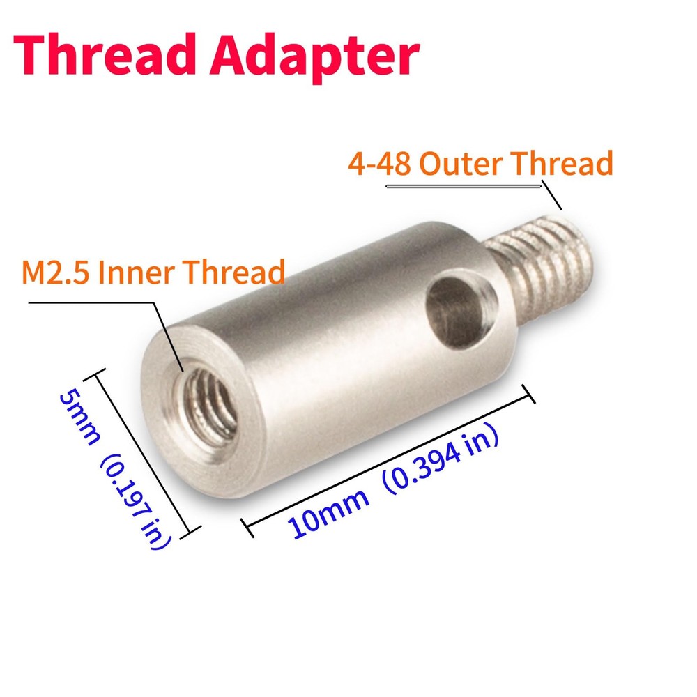 Thread Adapter 4-48 Outer Shank to M2.5 Inner for Dial...