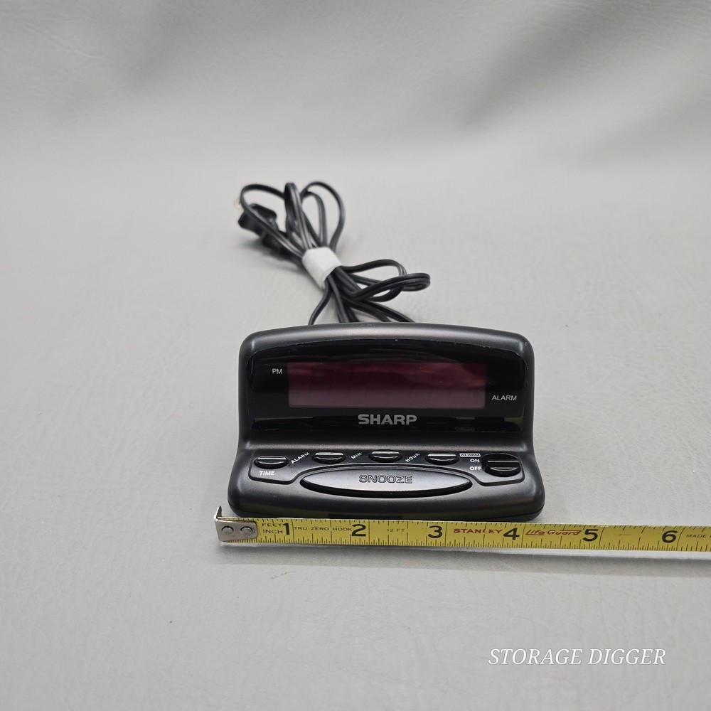 Sharp SPC026 Digital Alarm Clock Black LED Display Snooze Button Battery Backup