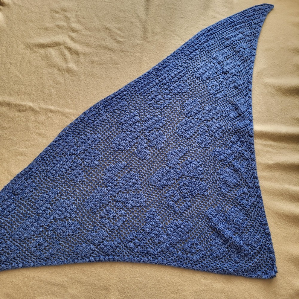 Handmade Hand Knit Periwinkle Blue Triangle Shall