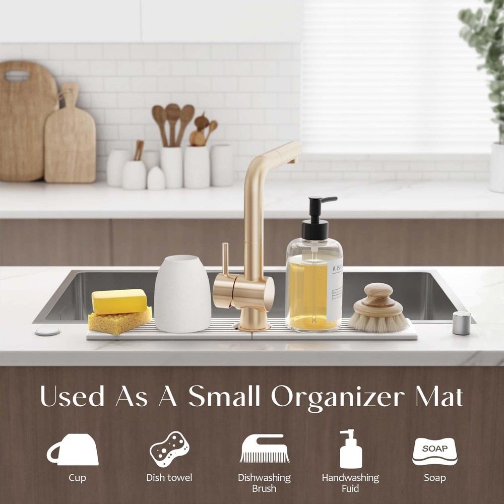 Faucet Mat for Kitchen Sink – Diatomite Stone Drying Mat & Sink Protector, Pr...