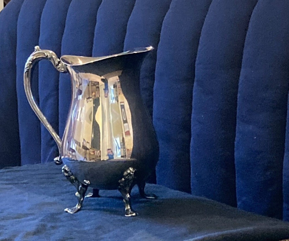 Sheffield Silver Plate Vintage Footed Water Pitcher, used