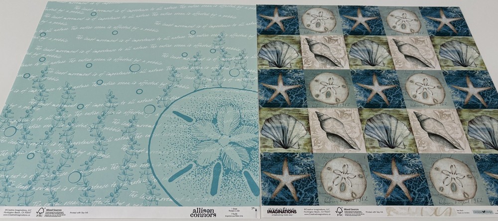 OCEAN, NAUTICAL, SHELLS - 12" x 12" Scrapbook, 5 Single/1 Double-Sided Sheets