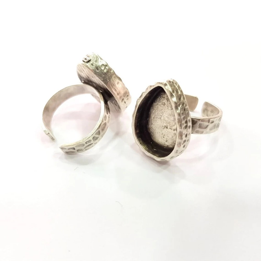 Ring Blank Setting Hammered Ring Base Bezel inlay Ring Backs Glass Cabochon