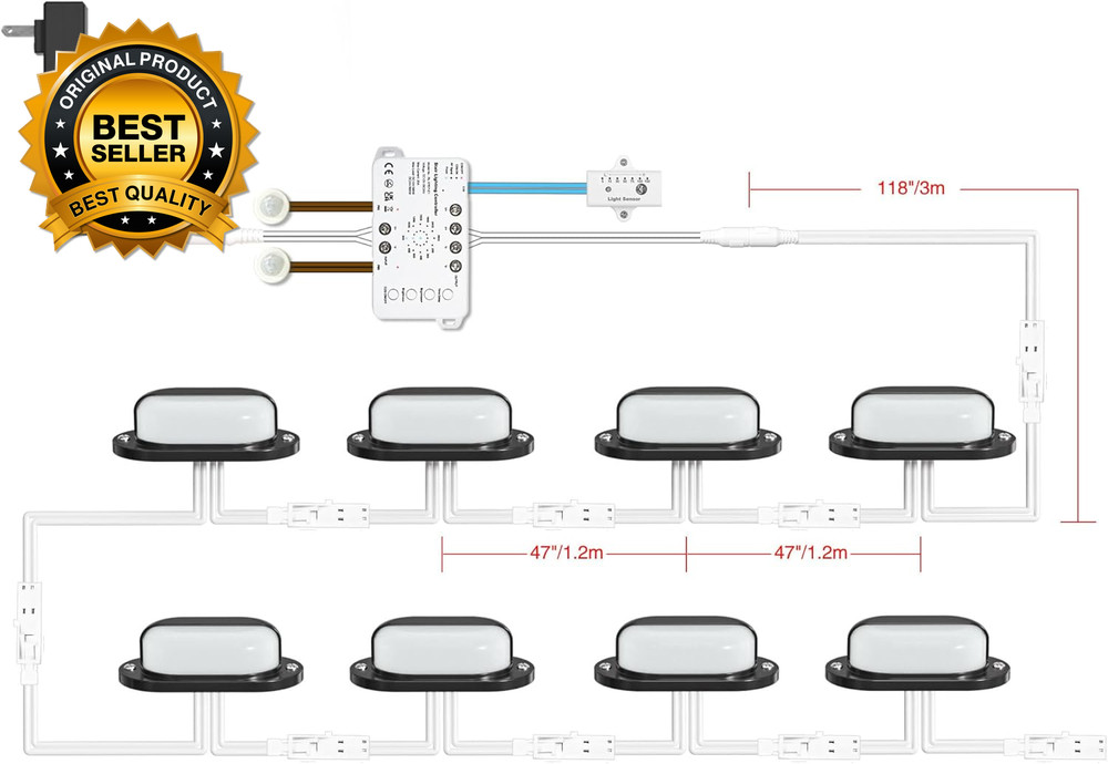 Motion-Triggered LED Stair Lighting Kit SSL-0516-B Dimmable Delay Lights off