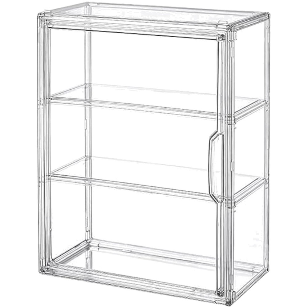 Adjustable 3-Tier Display Case with Stacking Capability for Collectibles