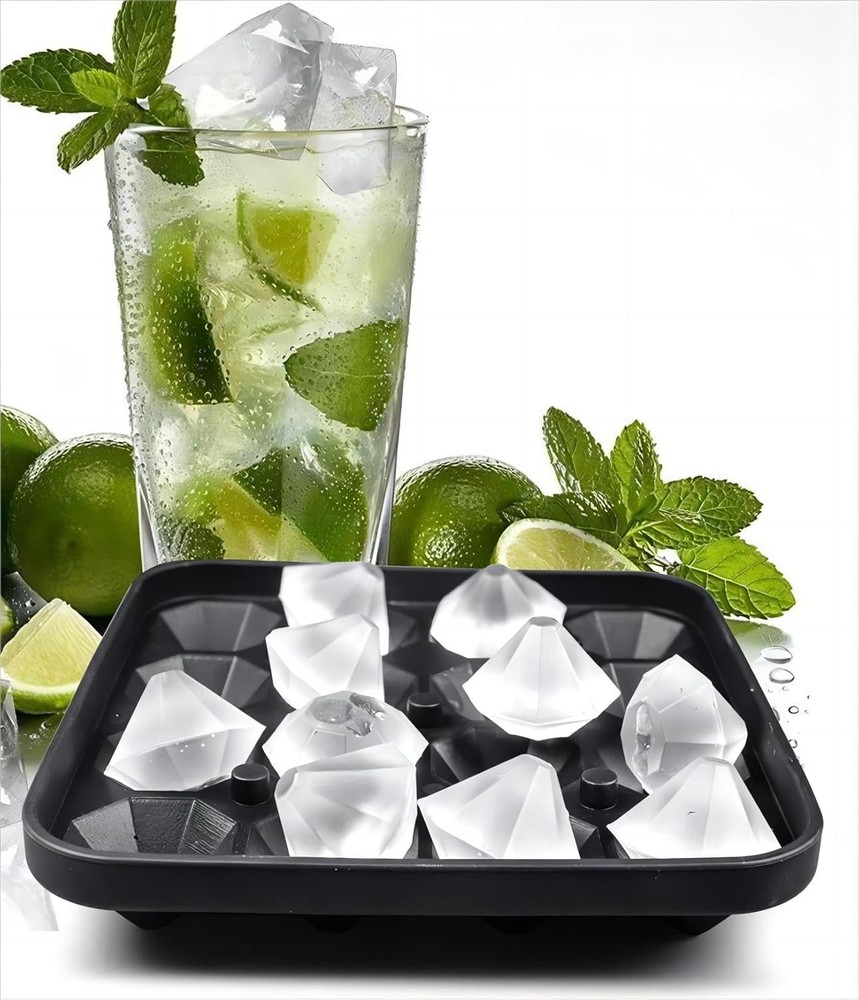 Tiny Diamond Ice Molds Fun Shapes 2 Pack, Small 2-Pack Black, Black