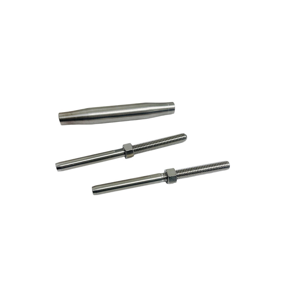 1/4" Thread Swage Stud & Stud Pipe Turnbuckle 1/8" Cable Stainless Steel