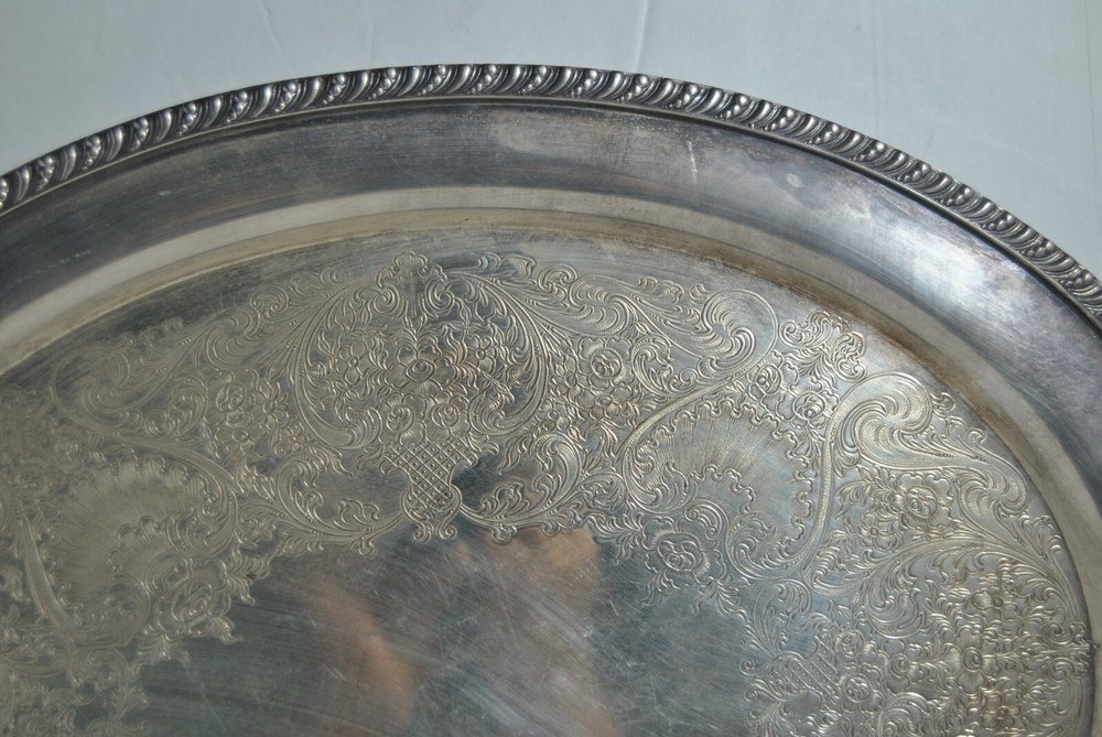 WM ROGER 3680 Avon Silver Plated Oval Serving Tray with Handles 20 1/2"