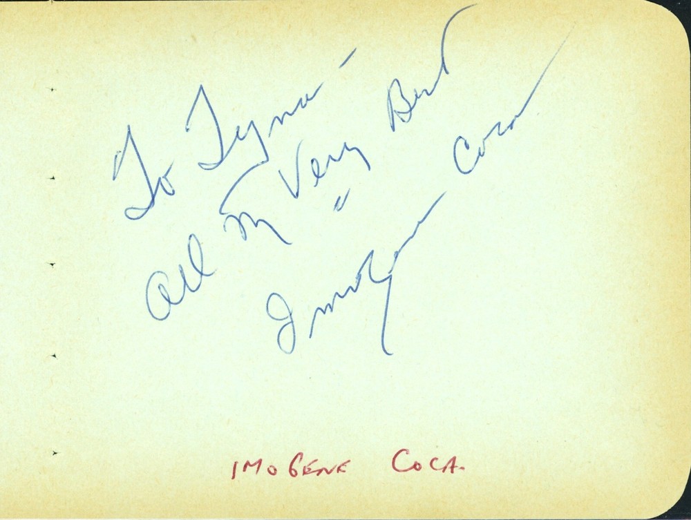 Vintage Imogene Coca Autograph