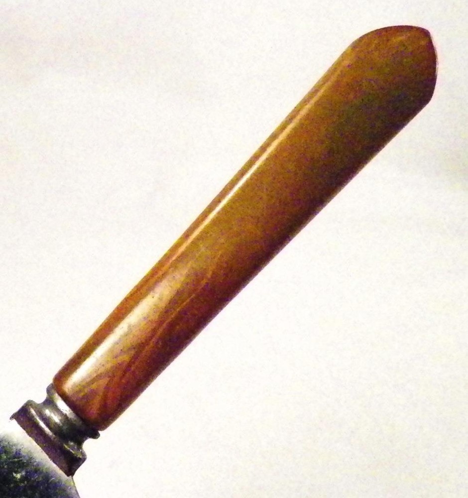 Spinach & Butterscotch Bakelite Dinner Knife Vintage Flatware Marbled