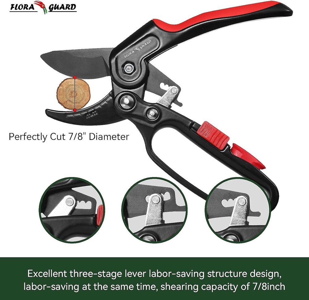 Lightweight Ratchet Pruning Shears with Ergonomic Handle for Effortless Cutting