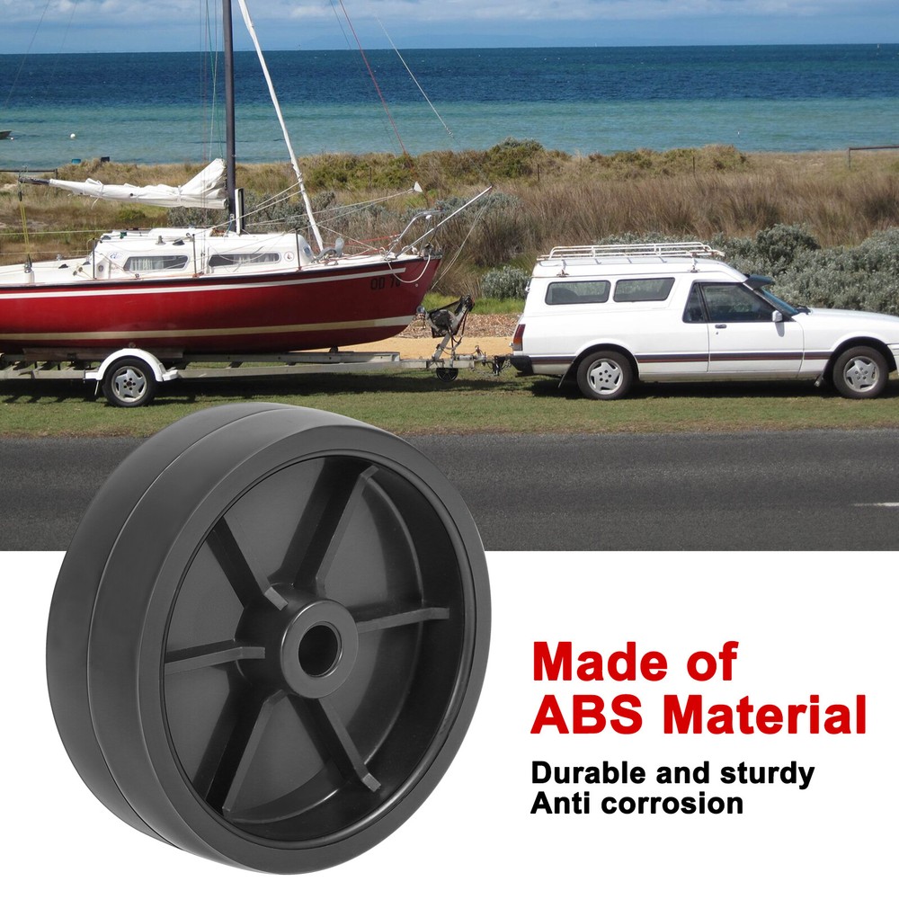 6-Inch Trailer Wheel Replacement Black Plastic Durable Marine Jack Caster