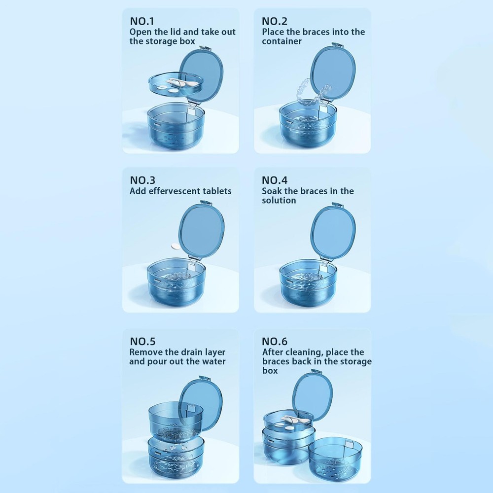 Denture Bath Case Portable Slim Leak Proof Soaking Container Tooth Box